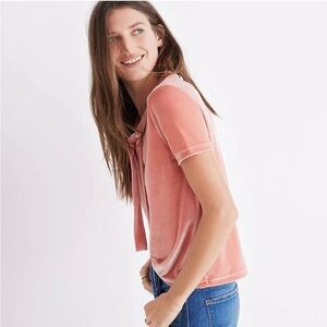 NWOT Coral velvet tie neck MADEWELL